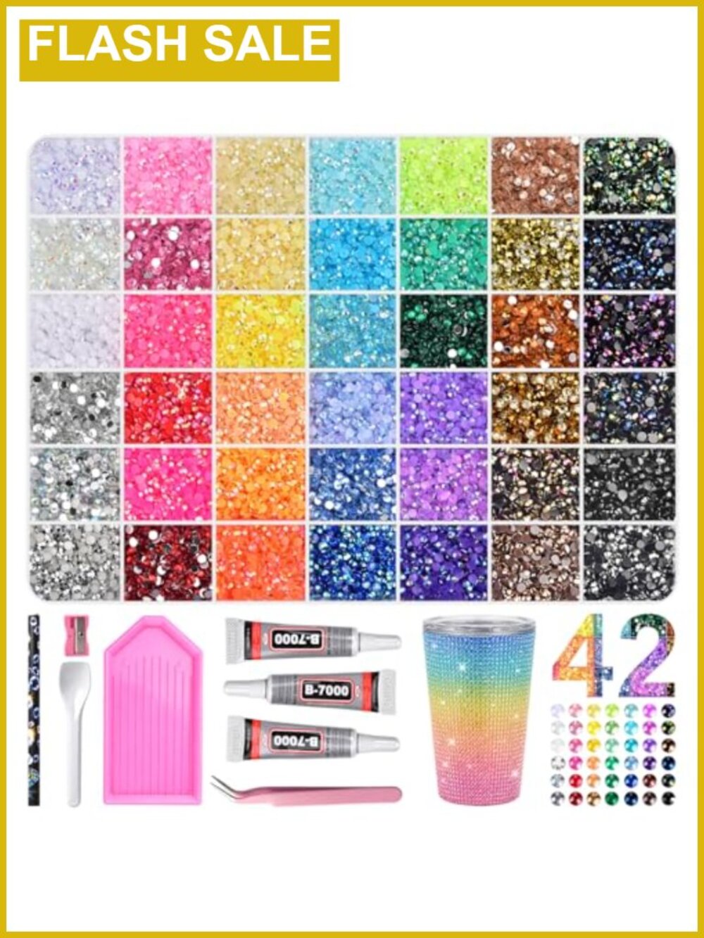 42000 Pcs Resin Jelly Rhinestones with Glue and Tools for Crafting